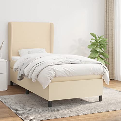 Aiious Boxspringbett mit Matratze Creme 90x200 cm Stoff Aiious Boxspringbett mit Matratze Creme 90x200 cm Stoff von Aiious