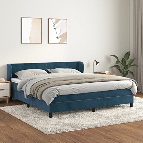 Aiious Boxspringbett mit Matratze Dunkelblau 180x200 cm Samt von Aiious
