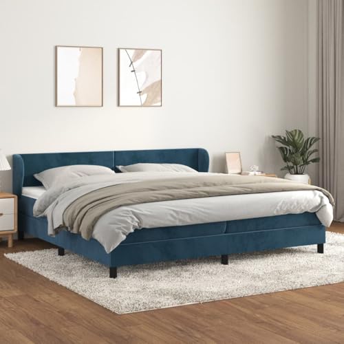 Aiious Boxspringbett mit Matratze Dunkelblau 200x200 cm Samt von Aiious