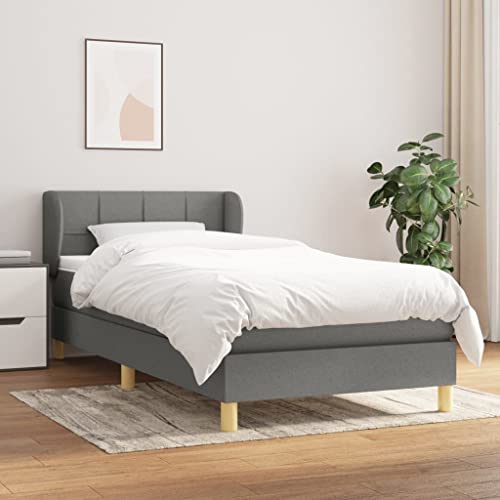 Aiious Boxspringbett mit Matratze Dunkelgrau 100x200 cm Stoff von Aiious