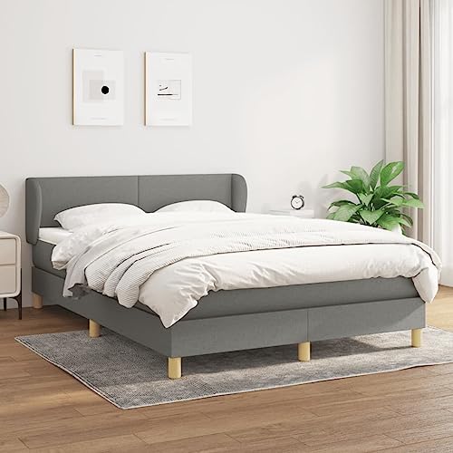 Aiious Boxspringbett mit Matratze Dunkelgrau 140x190 cm Stoff von Aiious