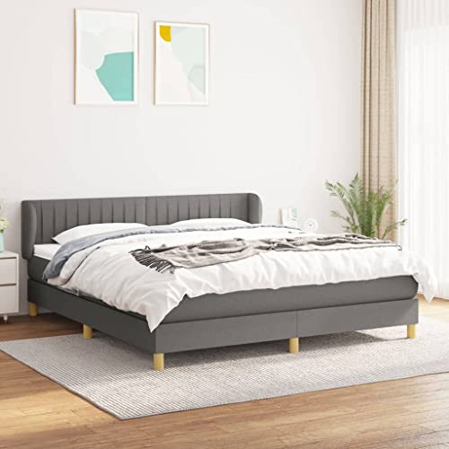 Aiious Boxspringbett mit Matratze Dunkelgrau 160x200 cm Stoff Aiious Boxspringbett mit Matratze Dunkelgrau 160x200 cm Stoff von Aiious