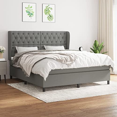 Aiious Boxspringbett mit Matratze Dunkelgrau 160x200 cm Stoff Aiious Boxspringbett mit Matratze Dunkelgrau 160x200 cm Stoff von Aiious