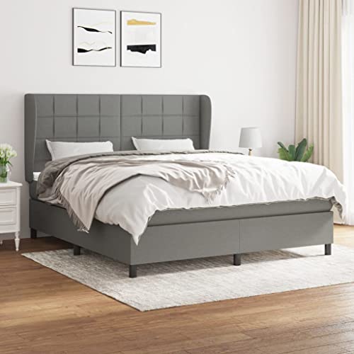 Aiious Boxspringbett mit Matratze Dunkelgrau 160x200 cm Stoff Aiious Boxspringbett mit Matratze Dunkelgrau 160x200 cm Stoff von Aiious