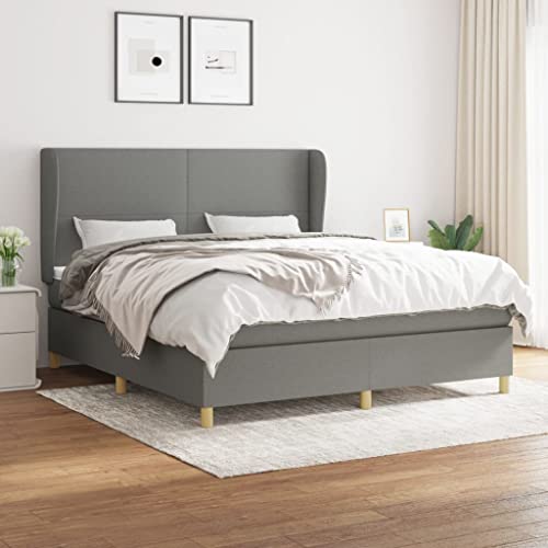 Aiious Boxspringbett mit Matratze Dunkelgrau 160x200 cm Stoff Aiious Boxspringbett mit Matratze Dunkelgrau 160x200 cm Stoff von Aiious