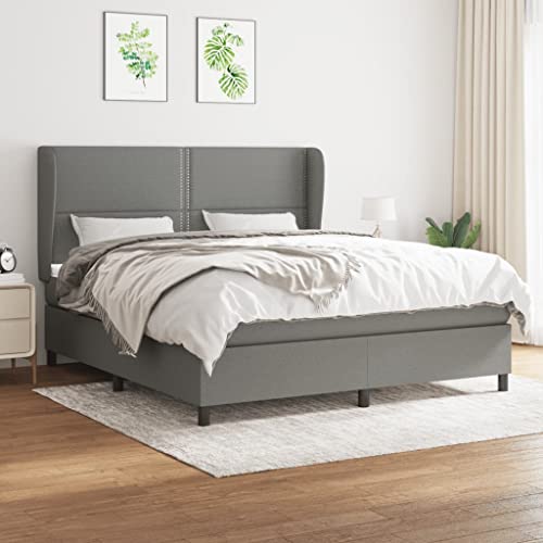 Aiious Boxspringbett mit Matratze Dunkelgrau 160x200 cm Stoff Aiious Boxspringbett mit Matratze Dunkelgrau 160x200 cm Stoff von Aiious