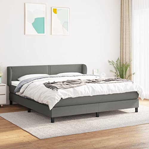 Aiious Boxspringbett mit Matratze Dunkelgrau 180x200 cm Stoff von Aiious
