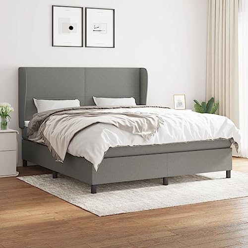 Aiious Boxspringbett mit Matratze Dunkelgrau 180x200 cm Stoff Aiious Boxspringbett mit Matratze Dunkelgrau 180x200 cm Stoff von Aiious