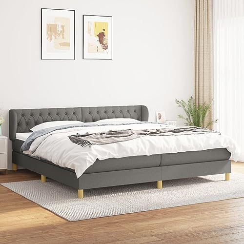 Aiious Boxspringbett mit Matratze Dunkelgrau 200x200 cm Stoff Aiious Boxspringbett mit Matratze Dunkelgrau 200x200 cm Stoff von Aiious
