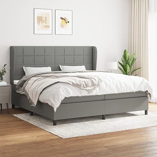 Aiious Boxspringbett mit Matratze Dunkelgrau 200x200 cm Stoff Aiious Boxspringbett mit Matratze Dunkelgrau 200x200 cm Stoff von Aiious