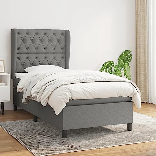 Aiious Boxspringbett mit Matratze Dunkelgrau 80x200 cm Stoff von Aiious