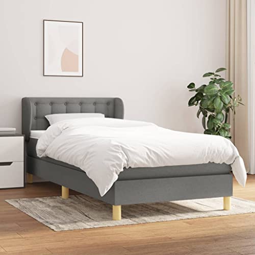 Aiious Boxspringbett mit Matratze Dunkelgrau 90x200 cm Stoff von Aiious