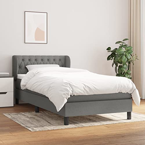 Aiious Boxspringbett mit Matratze Dunkelgrau 90x200 cm Stoff von Aiious