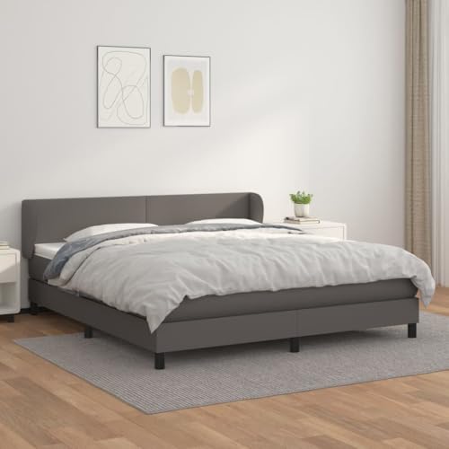 Aiious Boxspringbett mit Matratze Grau 160x200 cm Kunstleder Aiious Boxspringbett mit Matratze Grau 160x200 cm Kunstleder von Aiious