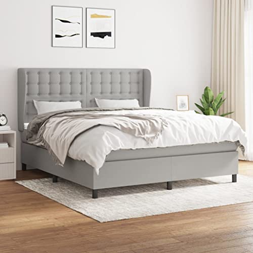 Aiious Boxspringbett mit Matratze Hellgrau 160x200 cm Stoff Aiious Boxspringbett mit Matratze Hellgrau 160x200 cm Stoff von Aiious