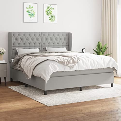 Aiious Boxspringbett mit Matratze Hellgrau 160x200 cm Stoff Aiious Boxspringbett mit Matratze Hellgrau 160x200 cm Stoff von Aiious