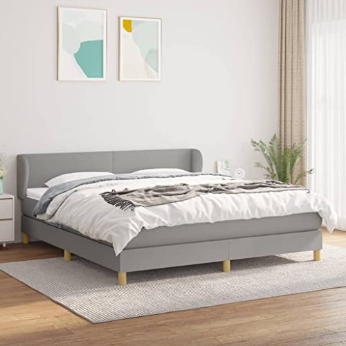 Aiious Boxspringbett mit Matratze Hellgrau 160x200 cm Stoff Aiious Boxspringbett mit Matratze Hellgrau 160x200 cm Stoff von Aiious