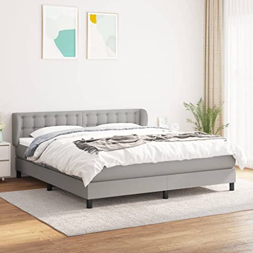 Aiious Boxspringbett mit Matratze Hellgrau 160x200 cm Stoff Aiious Boxspringbett mit Matratze Hellgrau 160x200 cm Stoff von Aiious