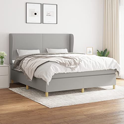 Aiious Boxspringbett mit Matratze Hellgrau 160x200 cm Stoff Aiious Boxspringbett mit Matratze Hellgrau 160x200 cm Stoff von Aiious