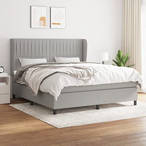 Aiious Boxspringbett mit Matratze Hellgrau 160x200 cm Stoff Aiious Boxspringbett mit Matratze Hellgrau 160x200 cm Stoff von Aiious
