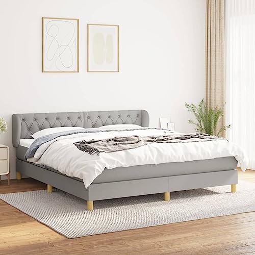 Aiious Boxspringbett mit Matratze Hellgrau 160x200 cm Stoff Aiious Boxspringbett mit Matratze Hellgrau 160x200 cm Stoff von Aiious