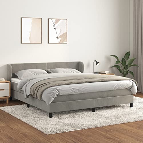 Aiious Boxspringbett mit Matratze Hellgrau 180x200 cm Samt Aiious Boxspringbett mit Matratze Hellgrau 180x200 cm Samt von Aiious