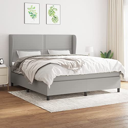 Aiious Boxspringbett mit Matratze Hellgrau 180x200 cm Stoff Aiious Boxspringbett mit Matratze Hellgrau 180x200 cm Stoff von Aiious
