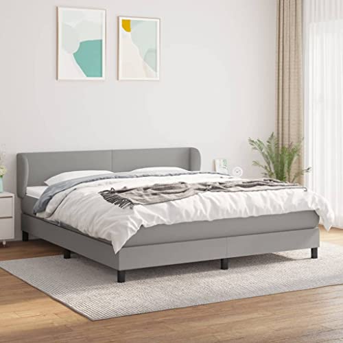 Aiious Boxspringbett mit Matratze Hellgrau 180x200 cm Stoff Aiious Boxspringbett mit Matratze Hellgrau 180x200 cm Stoff von Aiious