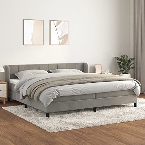 Aiious Boxspringbett mit Matratze Hellgrau 200x200 cm Samt Aiious Boxspringbett mit Matratze Hellgrau 200x200 cm Samt von Aiious