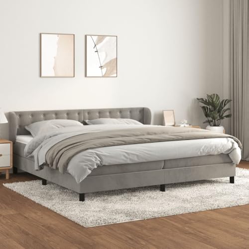Aiious Boxspringbett mit Matratze Hellgrau 200x200 cm Samt Aiious Boxspringbett mit Matratze Hellgrau 200x200 cm Samt von Aiious