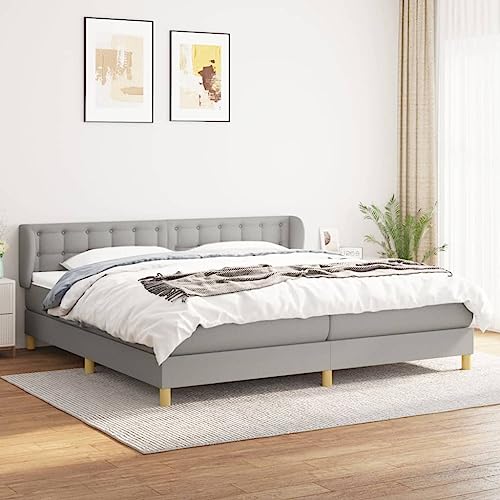 Aiious Boxspringbett mit Matratze Hellgrau 200x200 cm Stoff Aiious Boxspringbett mit Matratze Hellgrau 200x200 cm Stoff von Aiious