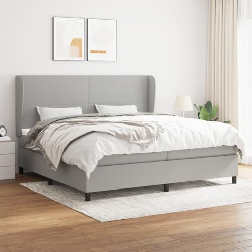Aiious Boxspringbett mit Matratze Hellgrau 200x200 cm Stoff Aiious Boxspringbett mit Matratze Hellgrau 200x200 cm Stoff von Aiious