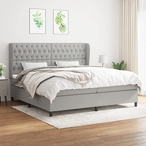 Aiious Boxspringbett mit Matratze Hellgrau 200x200 cm Stoff Aiious Boxspringbett mit Matratze Hellgrau 200x200 cm Stoff von Aiious