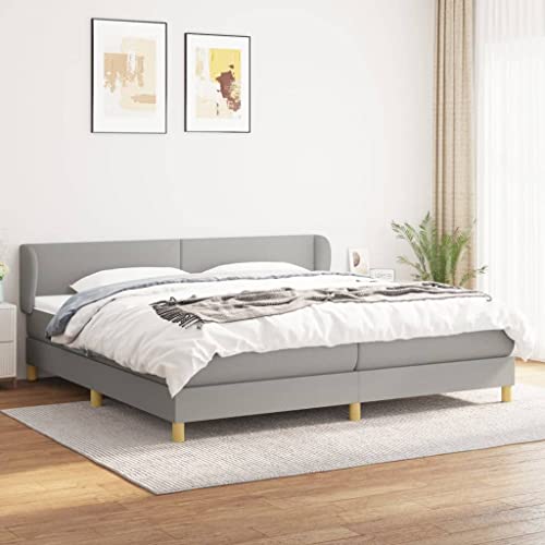 Aiious Boxspringbett mit Matratze Hellgrau 200x200 cm Stoff Aiious Boxspringbett mit Matratze Hellgrau 200x200 cm Stoff von Aiious
