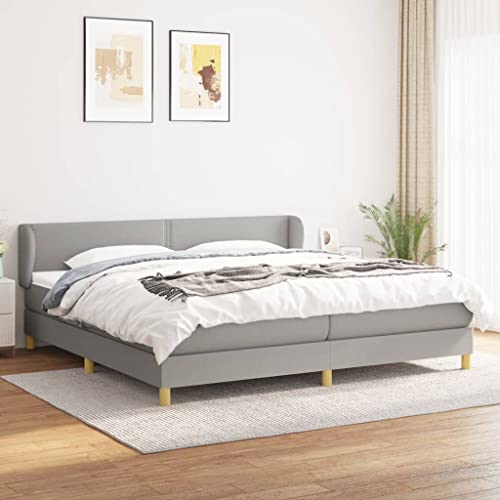 Aiious Boxspringbett mit Matratze Hellgrau 200x200 cm Stoff Aiious Boxspringbett mit Matratze Hellgrau 200x200 cm Stoff von Aiious