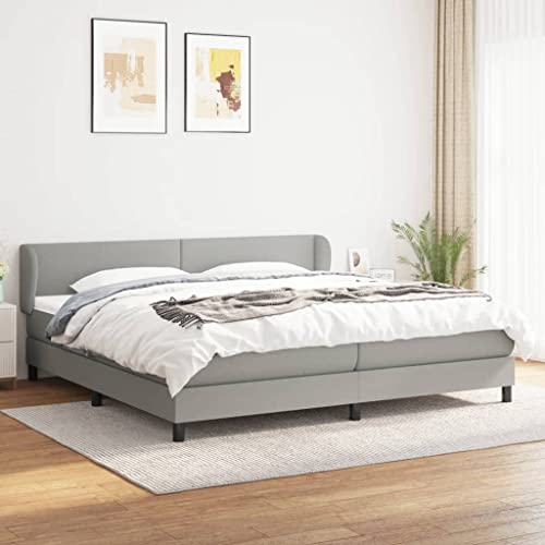 Aiious Boxspringbett mit Matratze Hellgrau 200x200 cm Stoff Aiious Boxspringbett mit Matratze Hellgrau 200x200 cm Stoff von Aiious