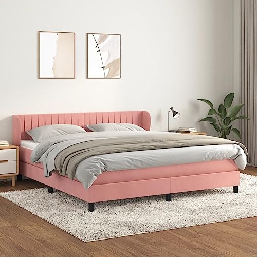 Aiious Boxspringbett mit Matratze Rosa 160x200 cm Samt Aiious Boxspringbett mit Matratze Rosa 160x200 cm Samt von Aiious