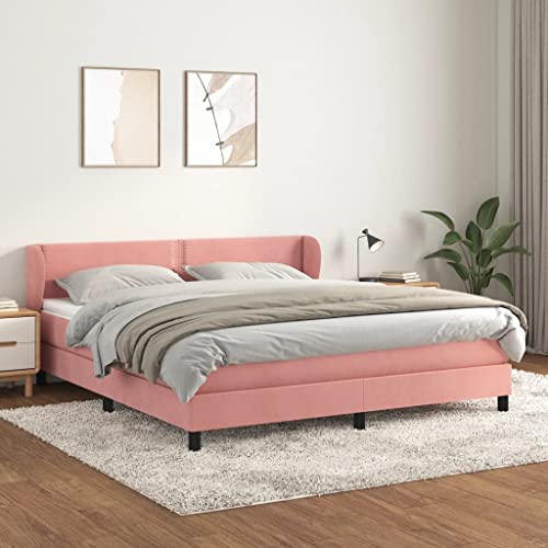 Aiious Boxspringbett mit Matratze Rosa 180x200 cm Samt von Aiious