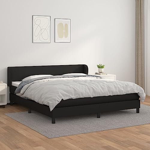 Aiious Boxspringbett mit Matratze Schwarz 160x200 cm Kunstleder Aiious Boxspringbett mit Matratze Schwarz 160x200 cm Kunstleder von Aiious