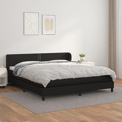 Aiious Boxspringbett mit Matratze Schwarz 180x200 cm Kunstleder Aiious Boxspringbett mit Matratze Schwarz 180x200 cm Kunstleder von Aiious