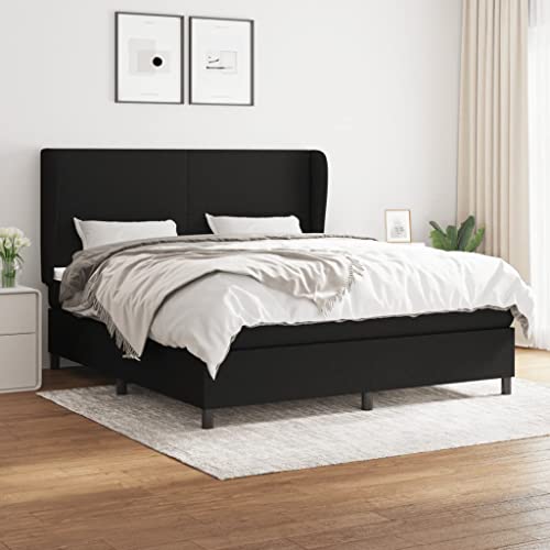Aiious Boxspringbett mit Matratze Schwarz 180x200 cm Stoff von Aiious