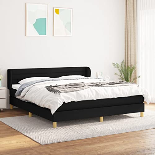 Aiious Boxspringbett mit Matratze Schwarz 180x200 cm Stoff von Aiious