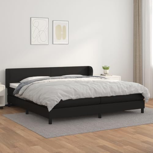 Aiious Boxspringbett mit Matratze Schwarz 200x200 cm Kunstleder Aiious Boxspringbett mit Matratze Schwarz 200x200 cm Kunstleder von Aiious