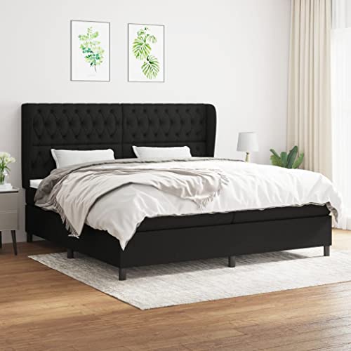 Aiious Boxspringbett mit Matratze Schwarz 200x200 cm Stoff von Aiious