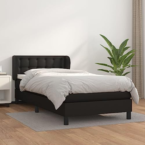 Aiious Boxspringbett mit Matratze Schwarz 90x190 cm Kunstleder Aiious Boxspringbett mit Matratze Schwarz 90x190 cm Kunstleder von Aiious