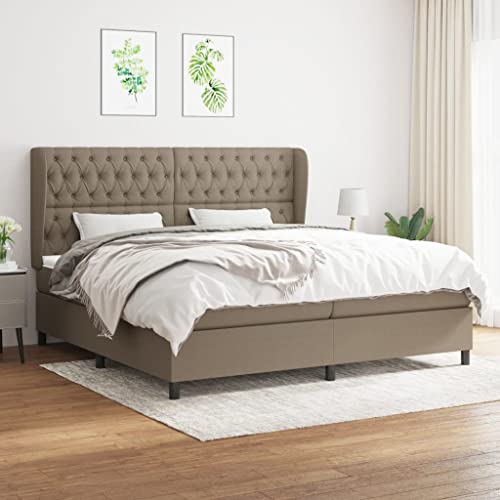 Aiious Boxspringbett mit Matratze Taupe 200x200 cm Stoff von Aiious