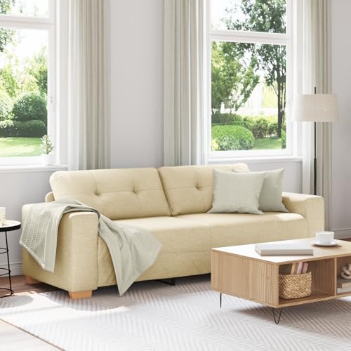 Aiious Cremefarbenes 3-Sitzer Stoffsofa Komfortabel, Stylisch und Ideal f¨¹r Wohnzimmer von Aiious