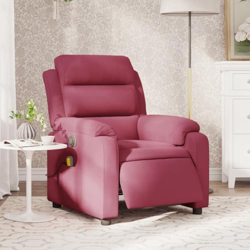 Aiious Elektrischer Massagesessel in Weinrot Samt - Bequem, Funktionsreich & Stabil f¨¹r Relaxen von Aiious