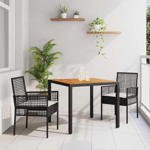 Aiious Essplatz Set mit 3 Teilen Schwarz Holz Langlebig Patio-M?Bel von Aiious