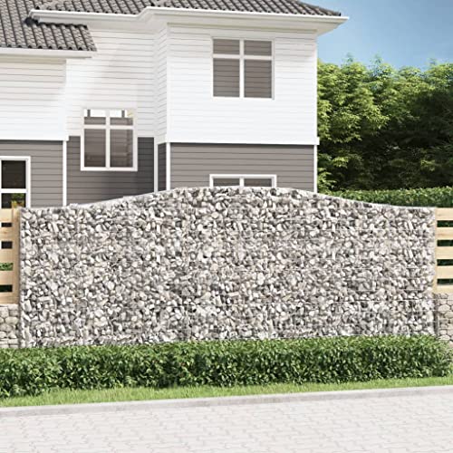 Aiious Gabione mit Hochbogen 400x50x160/180 cm Verzinktes Eisen von Aiious